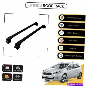 ブラックルーフラック荷物キャリアKIA CEED SW ESTATE 2013 -UP BLACK用のクロスバーBRACK Roof Rack Luggage Carrier Cross Bars For Kia