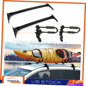 トヨタRAV4 2019ルーフラッククロスバーブラック+2xカヤックラック折りたたみ式の米国在庫US Stock For Toyota RAV4 2019 Roof Rack Cross