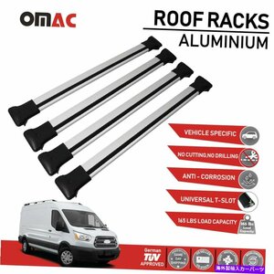 ルーフラッククロスバー荷物キャリアシルバー4pcs。 Ford Transit 2014-2022の場合Roof Rack Cross Bars Luggage Carrier Silver 4pcs. fo