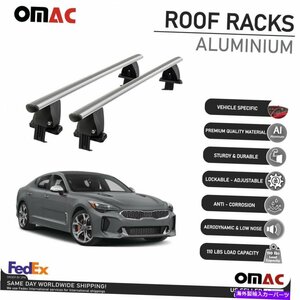 シルバースムーズトップルーフラッククロスバー荷物キャリアKIAスティンガー2018-2022Silver Smooth Top Roof Rack Cross Bar Luggage Car