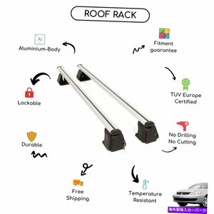 三菱ランサーIXセダン2003-2007に設定された裸のルーフラッククロスバーBare Roof Rack Cross Bars Set for Mitsubishi Lancer IX Sedan 2