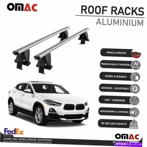 シルバースムーズトップルーフラッククロスバー荷物キャリアAlu。 BMW x2 2018-2022の場合Silver Smooth Top Roof Rack Cross Bar Luggage