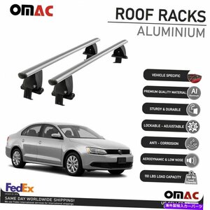 VW Jetta A6 Sedan 2011-2018用のシルバースムースルーフラッククロスバー荷物キャリアSilver Smooth Roof Rack Crossbar Luggage Carrier