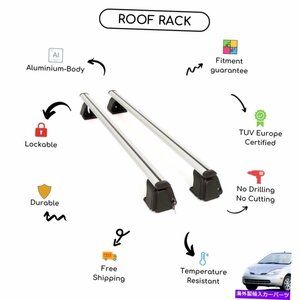 トヨタプリウスIハッチバック1997-2003に設定された裸のルーフラッククロスバーBare Roof Rack Cross Bars Set for Toyota Prius I Hatchb