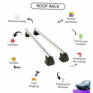 シトロエンBXセダン1988-1994に設定された裸のルーフラッククロスバーBare Roof Rack Cross Bars Set for Citroen BX Sedan 1988 - 1994