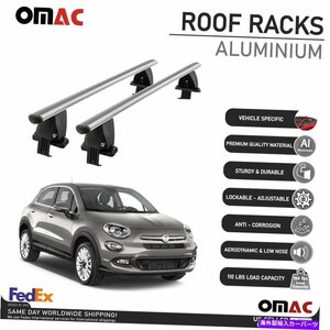 シルバースムーズルーフラッククロスバー荷物キャリア2 PC。 Fiat 500X 2016-2022の場合Silver Smooth Roof Rack Cross Bar Luggage Carri