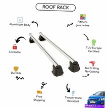 シボレーアヴェオIIハッチバック2011にセットされた裸のルーフラッククロスバー - アップBare Roof Rack Cross Bars Set for Chevrolet Av_画像1