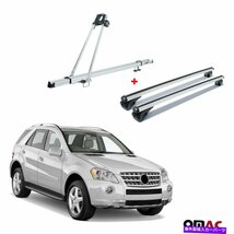 自転車キャリアルーフラック +クロスバーシルバーセットメルセデスW164 2005-2011Bike Carrier Roof Rack + Cross Bars Silver Set For Me_画像1