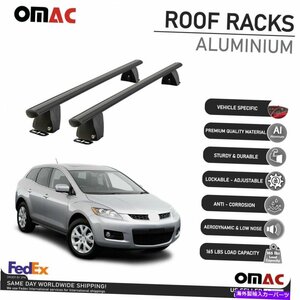 マツダCX-7 2007-2012固定ポイントルーフラッククロスバーキャリアレールALUブラックFits Mazda CX-7 2007-2012 Fixed Point Roof Rack Cr