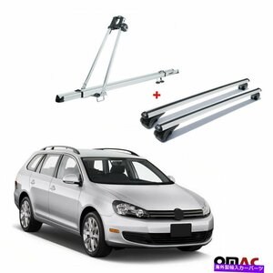 VW Jetta SportWagen 2009-2014用の自転車キャリアルーフラッククロスバーシルバーセットBike Carrier Roof Rack Cross Bars Silver Set F