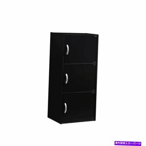 Hodedah 3シェルフ標準本棚のドア35.6インチスリムで汎用性の高い黒い木材Hodedah 3 Shelf Standard Bookcase Doors 35.6 Inch Slim & Ver