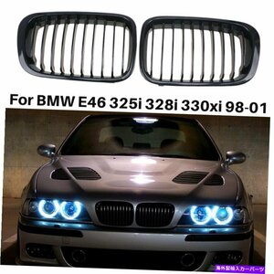 BMW 3シリーズE46セダン1998-2001フロントグロスブラック腎臓グリルグリル2x For BMW 3-Series E46 Sedan 1998-2001 Front Gloss Black Ki