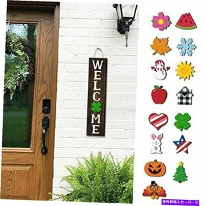 交換可能なミニウェルカム垂直ドアサイン木製の屋内屋外ハンガーInterchangeable Mini Welcome Vertical Door Sign Wooden Indoor Outdoor