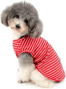 ZUNEA ペット 犬服 Tシャツ 夏 ボーダー柄 ベスト 涼しい 小型犬 柔らかい タンクトップ 猫服 おしゃれ かわいい シャ