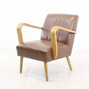  crash gate knot antique s Vespa sofa 1 seater .( Brown PVC leather ) arm chair american Dyna - manner . furniture *832h28
