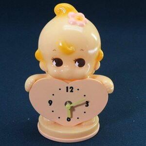 昭和レトロ ハートを持ったキューピー人形 置時計 ジャンク品 当時物 ヴィンテージ◆839f10