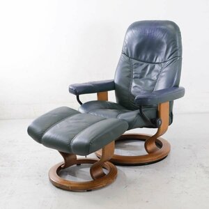 EKORNES eko -nesti Pro mat S -stroke less less chair ottoman attaching original leather green group 1 seater . reclining chair Northern Europe *846h13