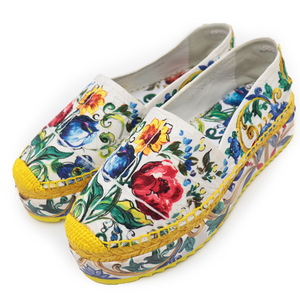 [ as good as new ] Dolce and Gabbana CE0020mayo licca floral print espadrille lady's 37 white multi flat shoes DOLCE&GABBANA