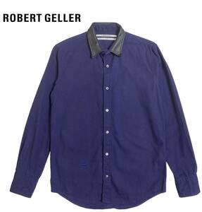 ROBERT GELLER 44 牛革 襟レザー 長袖 シャツ ロバートゲラー