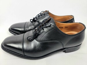 良好 日本製 SCOTCH GRAIN ストレートチップ 革靴 黒 24.5cm EEE グッドイヤーウェルト スコッチグレイン HIROKAWA レザーシューズ