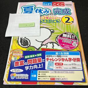 えー053 夏休みの完成 ２年 教育同人社 スヌーピー 問題集 プリント 学習 ドリル 小学生 国語 算数 テキスト テスト用紙 教材 文章問題※7