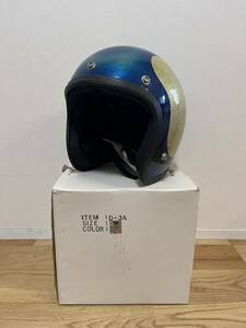 Dead Stock 新品 箱付 SHOEI D-3 BLUE × GOLD ショウエイ ブルー ビンテージヘルメット デッドストック Mサイズ ラメ フレークペイント