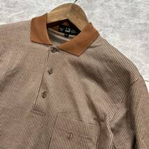 CC ■ イタリア製 '洗礼されたデザイン' dunhill ダンヒル 長袖 COTTON ストライプ柄 ポロシャツ sizeM メンズ 紳士服 トップス 古着 _画像4