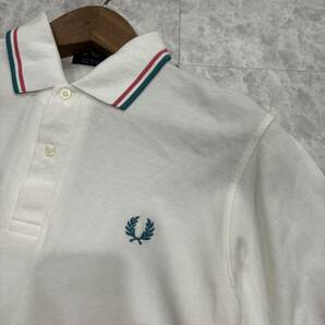 L ＊ 英国製 '名作 人気モデル' FRED PERRY フレッドペリー 半袖 ロゴ刺繍 鹿の子 ポロシャツ 101cm 40 メンズ 紳士服 トップス M12N の画像3