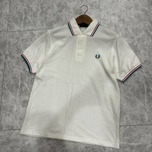 L ＊ 英国製 '名作 人気モデル' FRED PERRY フレッドペリー 半袖 ロゴ刺繍 鹿の子 ポロシャツ 101cm 40 メンズ 紳士服 トップス M12N の画像2