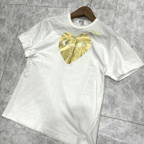 L ＊ 11年製 日本製 'ラグジュアリーウェア' PLAY COMME des GARCONS プレイ プレイコムデギャルソン 半袖 ハート ビッグロゴ Tシャツ XLの画像1