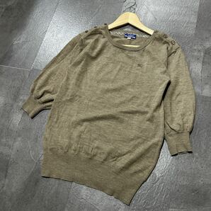 NN■ 国内正規品 '高級感溢れる' BURBERRY BLUE LABEL バーバリー ブルーレーベル 七分袖 WOOL ニット セーター 38 婦人服 トップス 古着の画像1