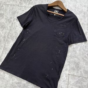 LL ＊ '洗練されたデザイン' G-STAR RAW ジースターロウ PAINT VINTAGE REGULAR DEEP R T S/S 半袖 ペイント Tシャツ L メンズ トップス