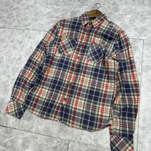 B ■ 人気モデル 'エルボーパッチ付き' SCOTCH&SODA スコッチ＆ソーダ 長袖 COTTON チェック柄 ボタンシャツ / ネルシャツ S トップス 古着_画像1