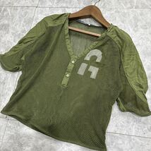 V ＊ 良品 '人気モデル' G-STAR RAW WOMEN ジースターロウ 5分袖 ハーフボタン メッシュ Tシャツ / カットソー S レディース トップス_画像1