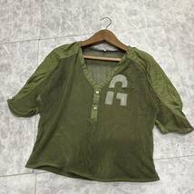 V ＊ 良品 '人気モデル' G-STAR RAW WOMEN ジースターロウ 5分袖 ハーフボタン メッシュ Tシャツ / カットソー S レディース トップス_画像2