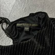 U ☆良品/ 洗練されたデザイン!! 'ラインストーン装飾' GUESS ゲス ベロア生地 ロング丈 ノースリーブ ワンピース ドレス size:L 婦人服_画像7