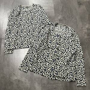 J * 2 point set!! ' finest quality cashmere 100% use ' VICE VERSA vise bar sa./ Leopard pattern ensemble knitted cardigan & sweater woman clothes 40