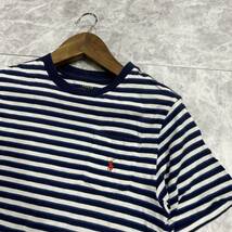 NN ■ 古着 '人気 ポニー刺繍' Polo Ralph Lauren ポロラルフローレン 半袖 COTTON ボーダー柄 Tシャツ / カットソー L 紳士服 トップス _画像4