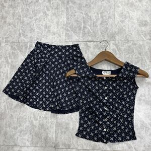 X * beautiful goods made in Japan ' popular Silhouette ' agnes b. Agnes B floral print total pattern sleeveless shirt & miniskirt top and bottom set size1