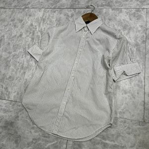 K # made in Japan '.. was done design ' Ralph Ralph Lauren Ralph Lauren short sleeves COTTON stripe pattern button shirt 9 woman clothes tops old clothes 