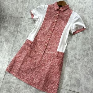 FF * beautiful goods made in Japan Golf wear ' comfortable eminent ' adabat Adabat short sleeves unusual material switch half button / shirt One-piece 38 lady's 