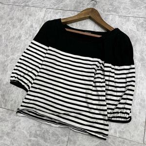 D ■ 日本製 '洗礼されたデザイン' SONIA SONIA RYKIEL ソニアリキエル 七分袖 COTTON ボーダー柄 シャツ / ブラウス 40 トップス 古着 