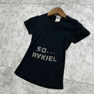 BB ■ 洗礼されたデザイン '人気モデル' SONIA RYKIEL ソニアリキエル 半袖 ラインストーン装飾 COTTON ニット Tシャツ S トップス 古着