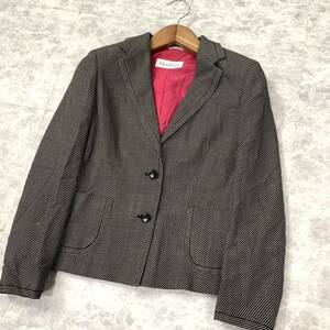 XX V refined design!! ' Italy made ' MaxMara Max Mara total pattern wool . tailored jacket 2 button size:44 lady's 
