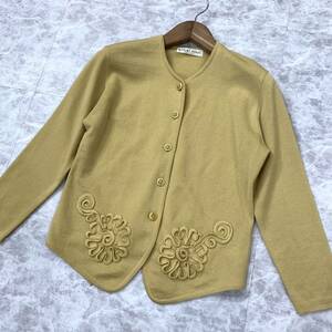 QV утонченный дизайн!! ' сделано в Японии ' madame hanaima dam - naiyukiko hanai Yukiko Hanai шерсть 100% длинный рукав золотой кнопка вязаный кардиган 