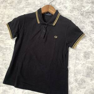 P V capital .. casual wear ' Britain made ' FRED PERRY Fred Perry cotton 100% embroidery polo-shirt with short sleeves size:40 lady's tops BLK