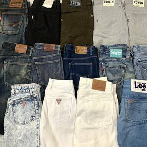 1 jpy V set sale!! ' gorgeous 14 point set ' EDWIN / GUESS / LEE / Dickies old clothes Denim pants wide strut jeans men's bottoms 