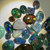 遊色効果!!(ダブレットオパールおまとめ150ct)m ルース 裸石 宝石 ジュエリー jewelry opal モザイク mosaic 遊色 K_画像3