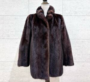 gi-004 ★１円～中古品/現状品【SAGA MINK サガミンク】ミンク ファー コート ダークブラウン系 size:13 着丈約70cm 毛皮 レディースコート