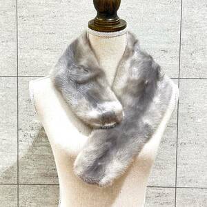 ta-003 *1 jpy ~ secondhand goods / present condition goods [Gracy gray si-]MINK FUR mink fur tippet light gray series length 85cm fur muffler lady's 